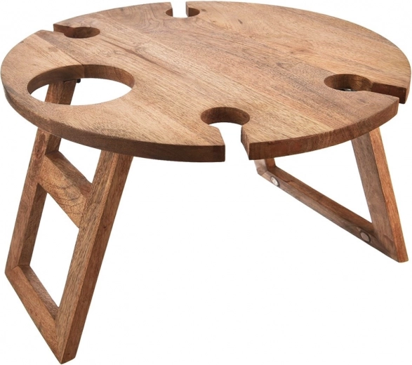 Mesa de picnic plegable de madera para vino de mango 39,5 × 39,5 × 25 cm