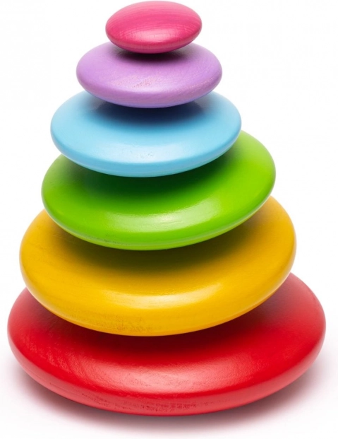 Guijarros de madera de colores para equilibrar