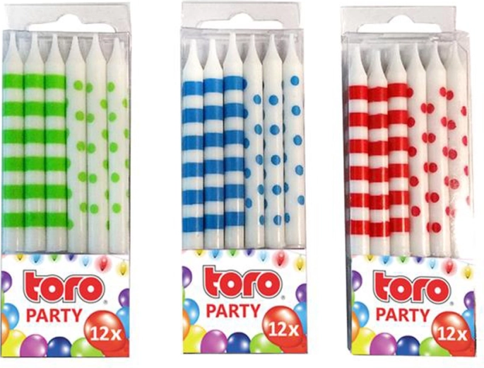 Velas para tarta con base TORO, 6 cm, 12 uds.