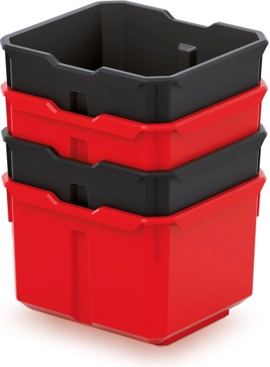 Juego de 4 cajas de almacenamiento de plástico X Block Box, negro/rojo, 157 × 140 × 210 mm