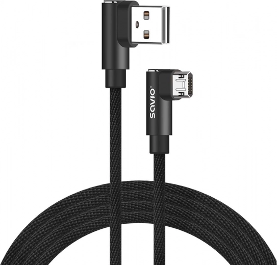 Cable reversible USB A – micro USB de 2 m con ángulo de 90° Savio