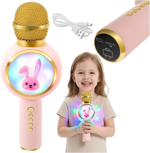 Micrófono de karaoke inalámbrico infantil Izoxis conejito rosa