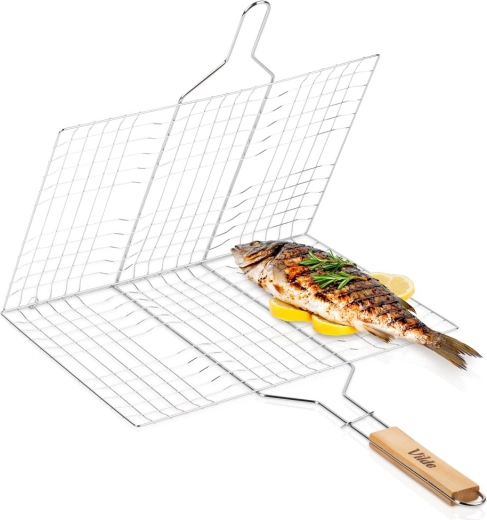 Vilde parrilla reversible de asado con mango de madera 40 × 30 cm
