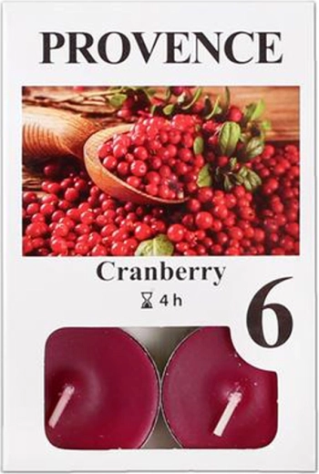 Velas de té aromáticas Provence de arándano rojo, 6 uds.