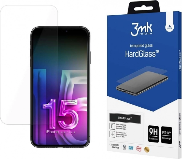 Cristal templado HardGlass para iPhone 15 Pro 6,1" 9H