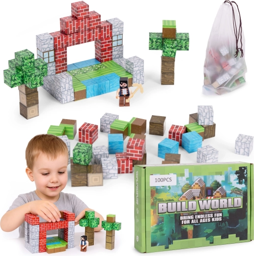 Bloques de construcción magnéticos para niños, 100 piezas
