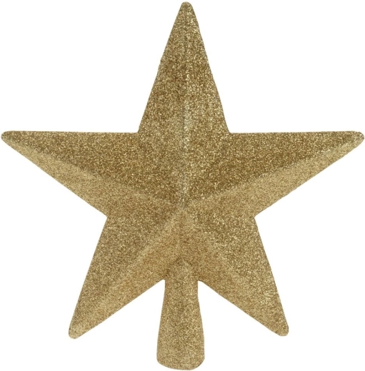 Estrella dorada irrompible con brillo para la punta del árbol de Navidad 19 cm
