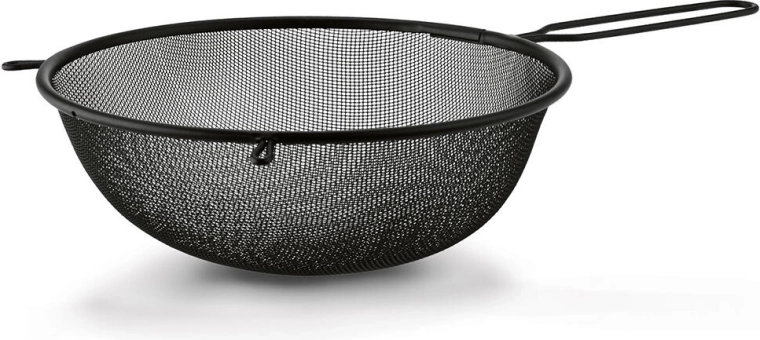 Colador metálico negro con mango 23 cm