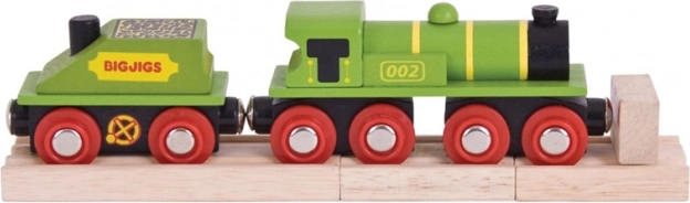 Bigjigs Rail locomotora verde con ténder y vías