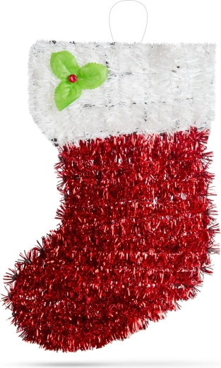 Bota de Papá Noel roja y blanca con purpurina