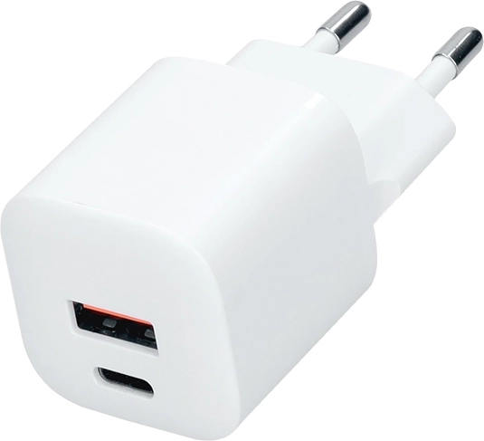 Cargador rápido Solight GaN USB-C + USB-A 20 W PD