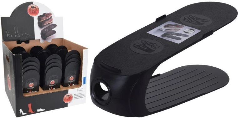 Organizador de zapatos de plástico con superficie antideslizante, negro