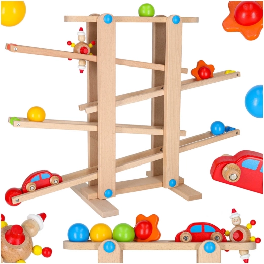 Pista de canicas de madera Montessori XXL