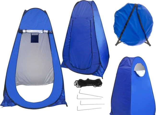 Tienda de campaña turística autoexpandible para ducha, vestirse y WC – Azul