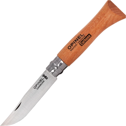 Opinel n°6 Carbon, navaja plegable de bolsillo 7 cm, madera de haya