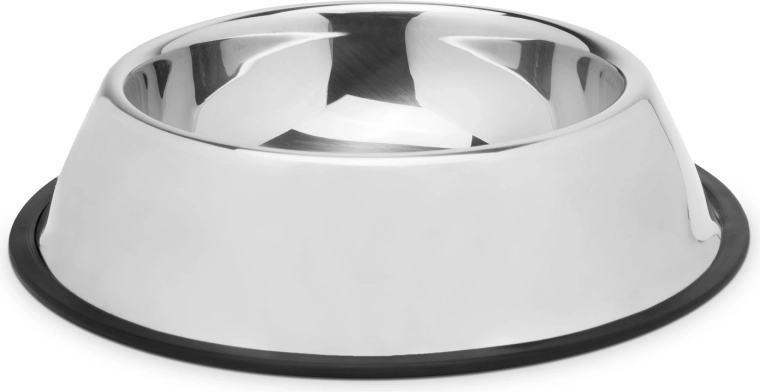 Cuenco de acero inoxidable para perros con aro antideslizante, 18 cm, cromado