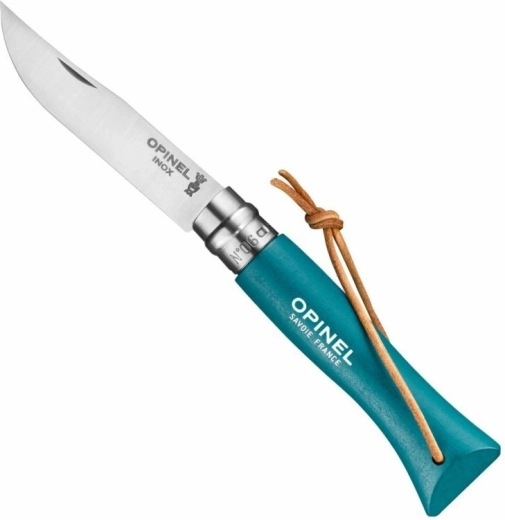 Navaja de bolsillo Opinel N°06 Trekking, turquesa, madera de haya, 7 cm