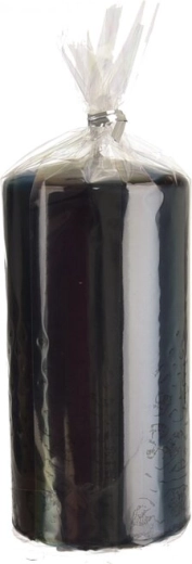 Vela cilíndrica negra brillante 7 × 14 cm