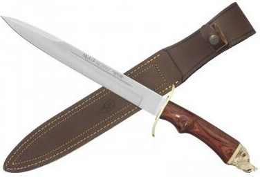 Muela Alcaraz cuchillo de caza con empuñadura de asta y funda de cuero, 26 cm