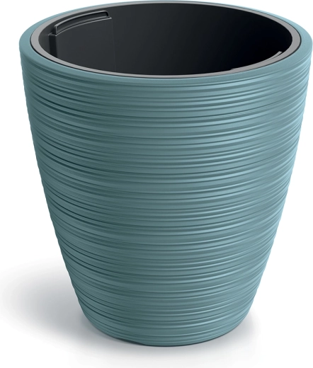 Maceta VENA ROUND con inserto, azul escandinavo 19,8 cm