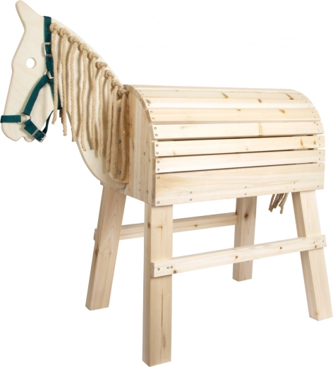 Caballo de entrenamiento de madera SMALL FOOT con crin de sisal y espacio de almacenamiento