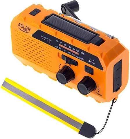 Radio solar de emergencia con dínamo ADLER: power bank, linterna LED y SOS