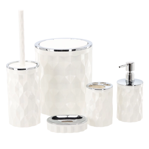 Juego redondo de 5 piezas de accesorios de baño – blanco