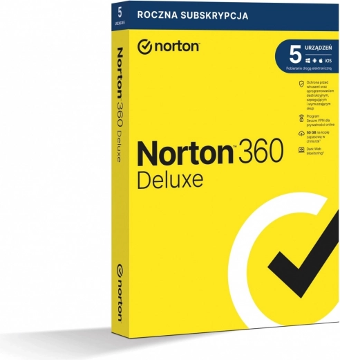 Norton 360 Deluxe - 50 GB de copia de seguridad durante 1 año para 5 dispositivos