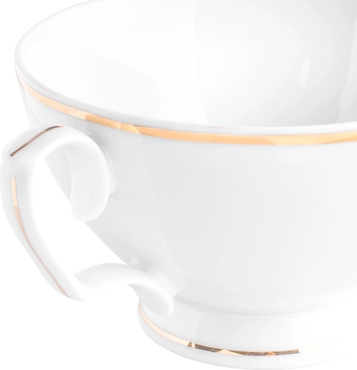 Elegante línea dorada y porcelana de un blanco puro