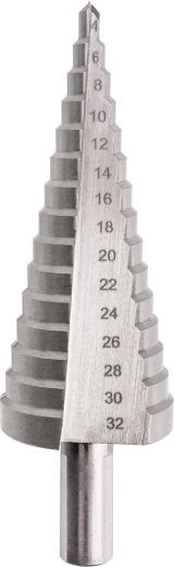 Broca escalonada HSS 4–32 mm, 15 escalones