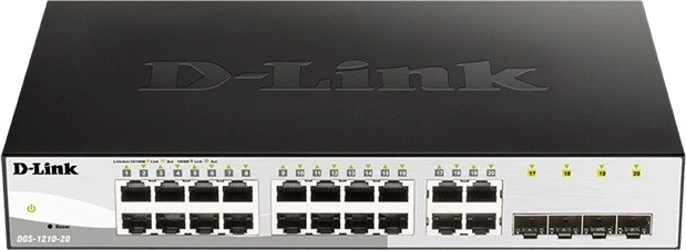 Conmutador inteligente Gigabit DGS-1210-20/E con 16 puertos GE y 4 SFP