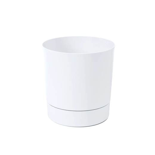 Maceta con plato integrado Aura 17,5 cm blanca