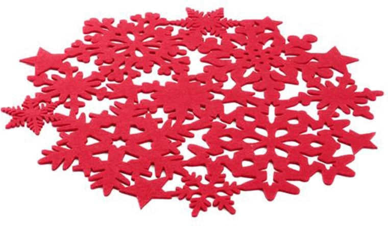 Mantel individual redondo de fieltro de 38 cm, rojo