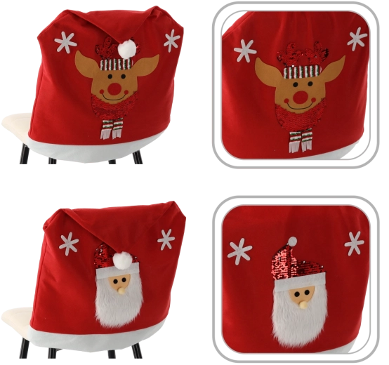Funda navideña para silla, mezcla de diseños – Santa y reno
