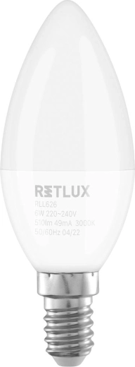 Bombilla LED Retlux en forma de vela E14 6 W, blanco cálido