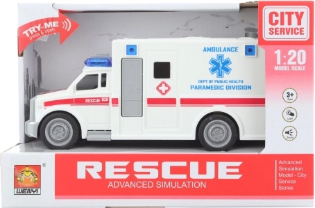 Ambulancia blanca a pilas con luces y sonidos