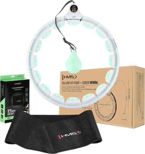 Set de fitness hula hoop con peso y contador + cinturón neopreno reductor HMS