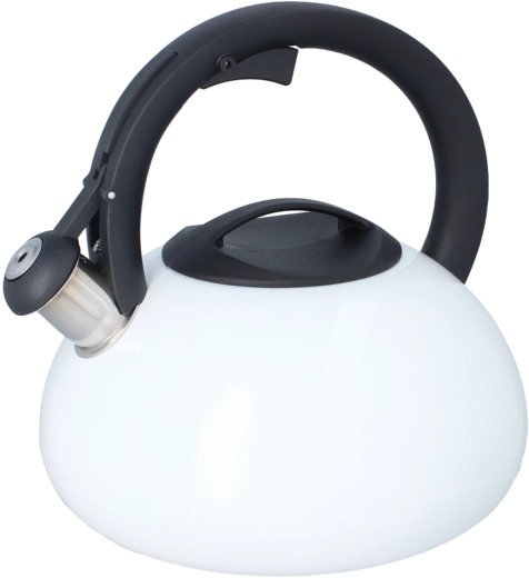 Tetera silbadora de acero inoxidable 3 l blanca con asa negra