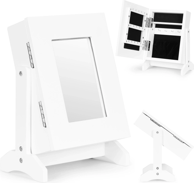 Joyero con espejo ModernHome, blanco