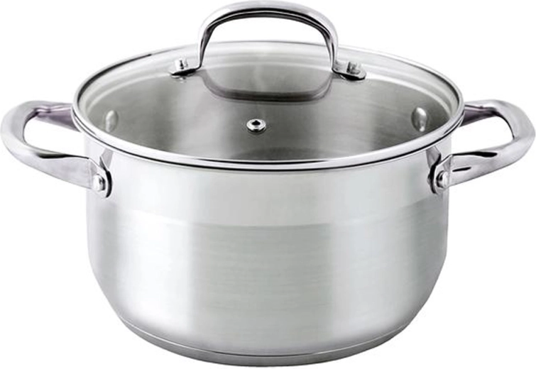 Cacerola de acero inoxidable 5 l con tapa de vidrio, diámetro 24 cm