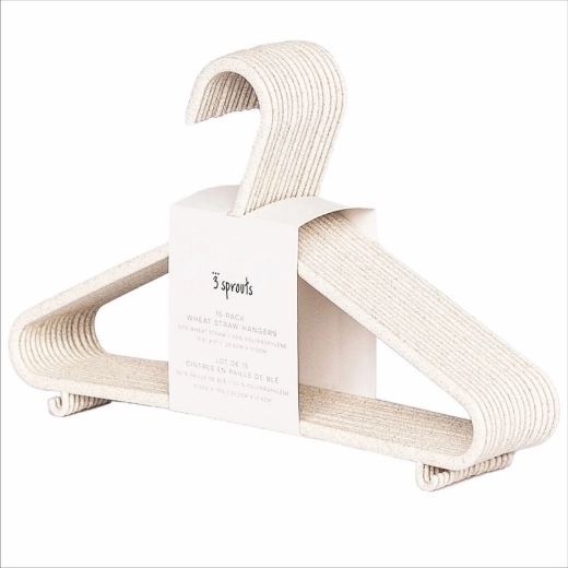 3 Sprouts perchas de paja de trigo, color crema, 15 uds
