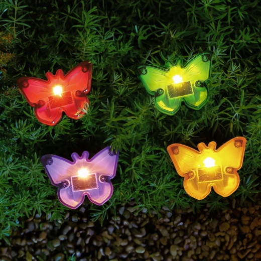 Estaca LED solar para jardín con mariposas - 1 unidad