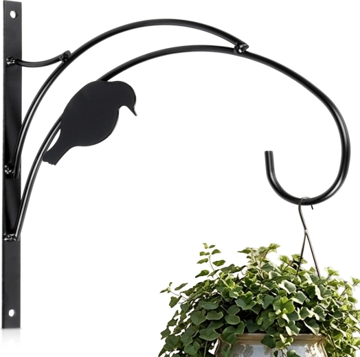 Soporte de pared metálico Vilde para maceta, negro, 29,5 × 1,8 × 28 cm