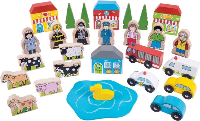 Gran set de accesorios para vías de tren de madera BIGJIGS RAIL