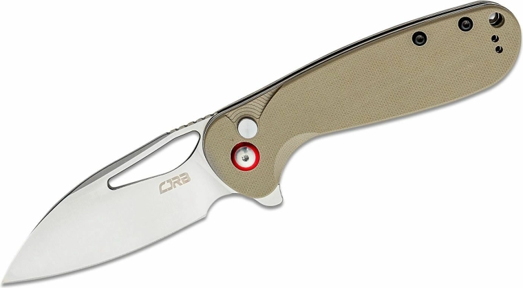 Navaja plegable de bolsillo CJRB Lago Sand Polished, G10 marrón desierto - 1 pieza