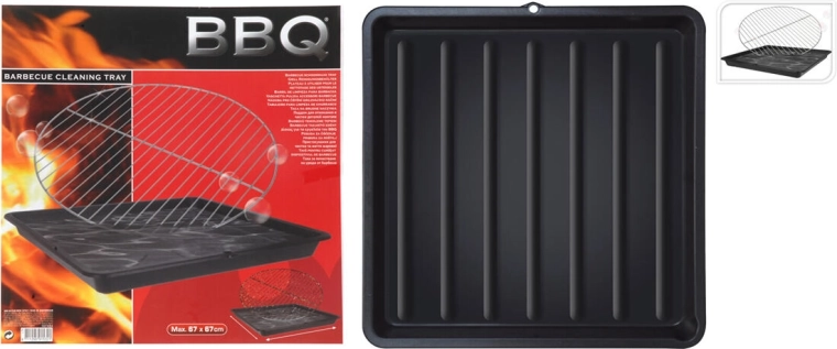 Bandeja para lavar rejillas y utensilios de BBQ, 67 × 67 × 6 cm, plástico, negra
