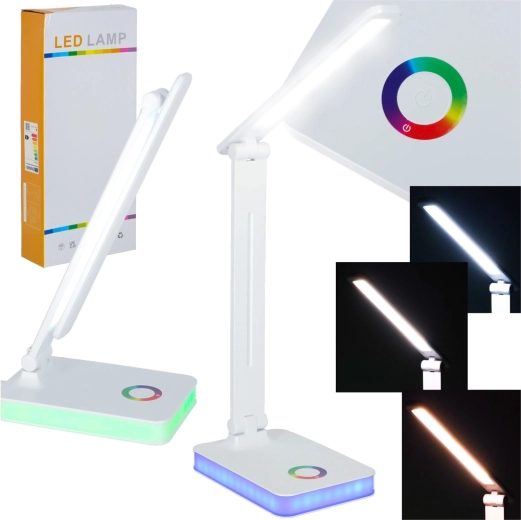 Lámpara de mesa LED plegable con control táctil y retroiluminación RGB, USB