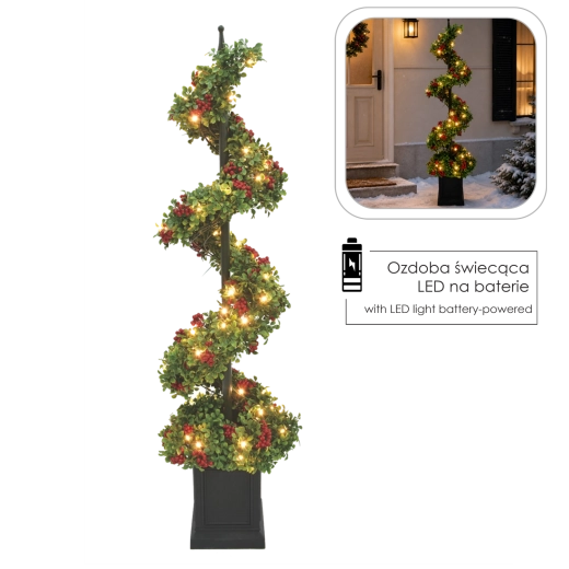 Árbol LED navideño en espiral de 120 cm