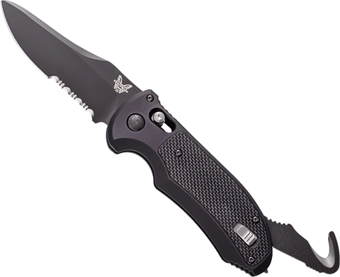 Benchmade auto triage cuchillo automático táctico 9 cm, totalmente negro, aluminio