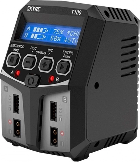 Cargador SKYRC T100 de doble canal 2×50 W con XT60